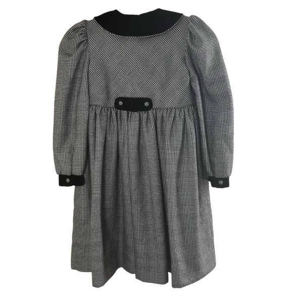 Sarah Louise England childs dress houndstooth Peter Pan Collar sz 6 black white - Picture 3 of 14